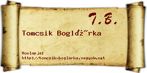 Tomcsik Boglárka névjegykártya